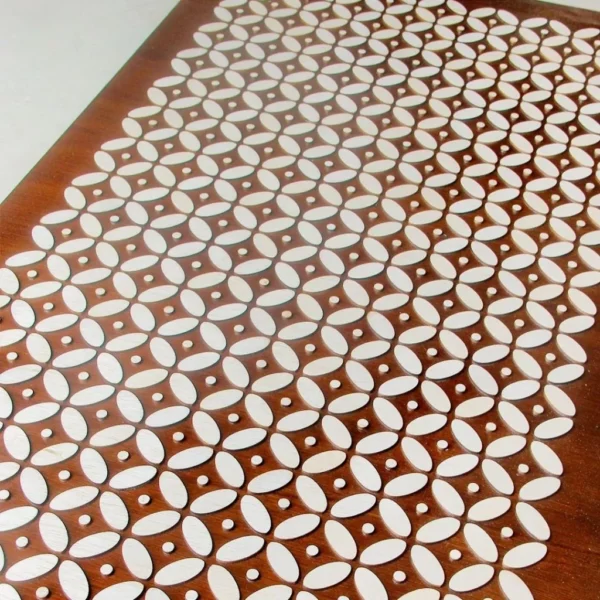 Aesthetic Batik Motif Wall Decoration Rectangular Woodennatural