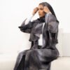Loriya Open Abaya Ombre Marble Tie-Dye Printed 2 Piece Set Premium Women Islamic Clothing Ramadan Abaya Hijab