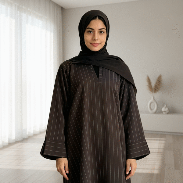 Modern Stripes Closed Dubai Abaya Women Muslim Dress Fashion Daily Wear Ramadan Eid Abaya