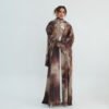 Loriya Open Abaya Ombre Marble Tie-Dye Printed 2 Piece Set Premium Women Islamic Clothing Ramadan Abaya Hijab