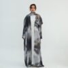 Loriya Open Abaya Ombre Marble Tie-Dye Printed 2 Piece Set Premium Women Islamic Clothing Ramadan Abaya Hijab