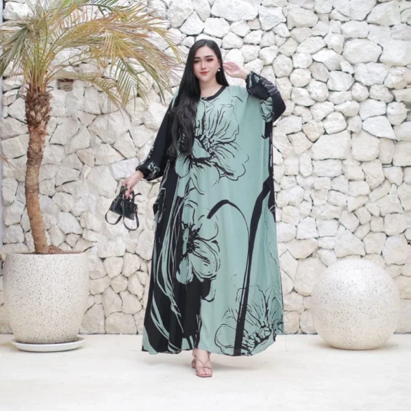 Premium Laluna Kaftan Batik Flower Orchid Dress