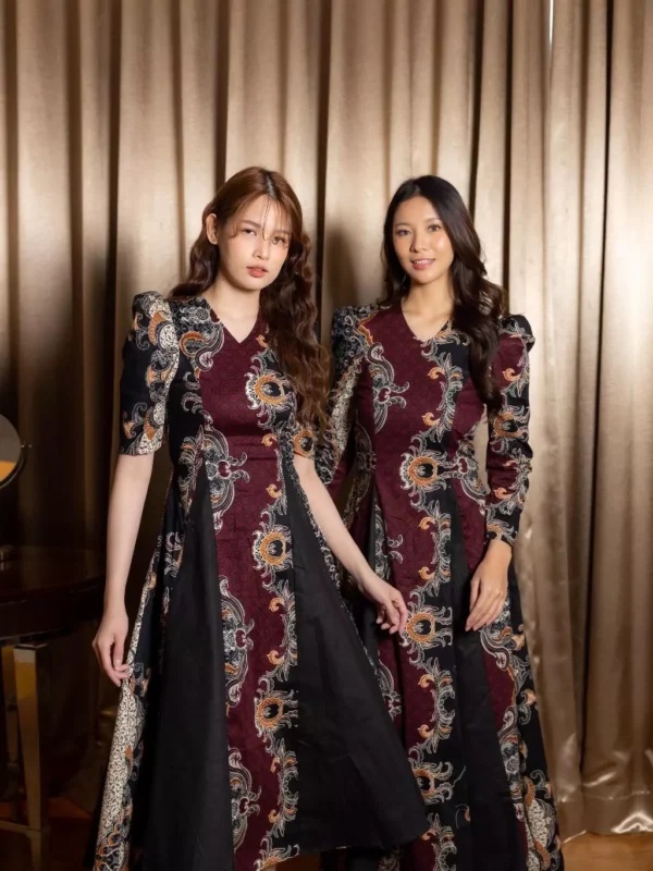 KATUN HERFIT Alifah Midi Batik Dress Combined with Stretch Cotton