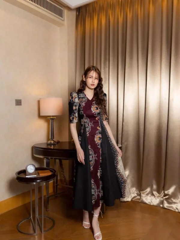 KATUN HERFIT Alifah Midi Batik Dress Combined with Stretch Cotton
