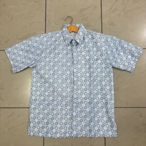 KATUN Men's Batik Shirt 901 – Cotton Material Short Sleeves Denim Biru Kemeja Lelaki