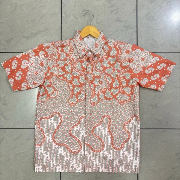 KATUN Men's Batik Shirt 901 – Cotton Material Short Sleeves Denim Biru Kemeja Lelaki