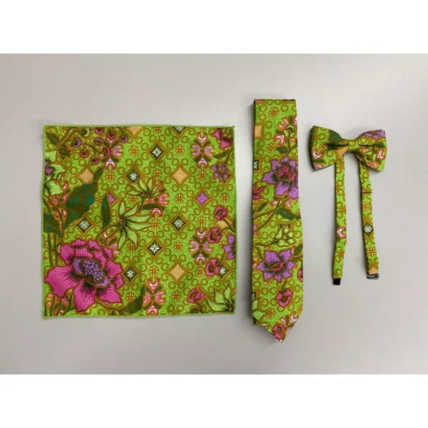 Premium Men’s Batik Neck Tie, Bow Tie & Pocket Square Gift Set