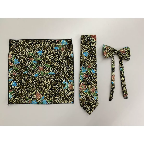 Premium Men’s Batik Neck Tie, Bow Tie & Pocket Square Gift Set
