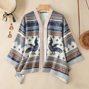 Women's Vacation Bohemian Floral Print Blouse – Loose Cardigan Style