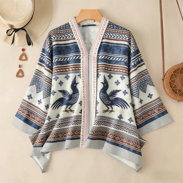 Women's Vacation Bohemian Floral Print Blouse – Loose Cardigan Style