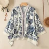 Women's Vacation Bohemian Floral Print Blouse – Loose Cardigan Style