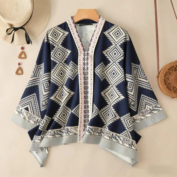 Women's Vacation Bohemian Floral Print Blouse – Loose Cardigan Style