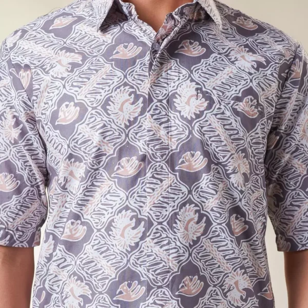 KEMEJA Poslen – Mandalas Premium Men's Short Sleeve Batik Shirt