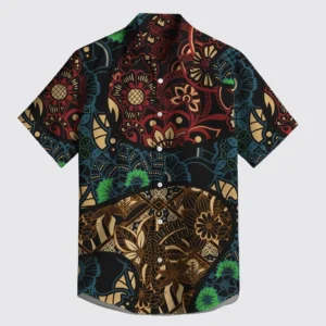 Premium Men's Vintage Batik Floral Print Short Sleeve Shirt